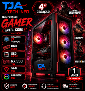 Computador Gamer Intel Core i7 4ª Geração 8GB DDR3 SSD 240GB RX 550 4GB Wi-Fi Gabinete RGB