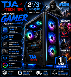 Computador Gamer i7 3ª Geração 8GB SSD 240GB Placa de Vídeo 4GB DDR5