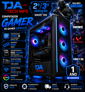 Computador Gamer Core i5 8GB DDR3 SSD 240GB RX 7076 4GB Wi-Fi