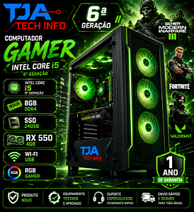 Computador Gamer Intel Core i5 6ª Geração RX 550 4GB 8GB DDR4 SSD 240GB RGB