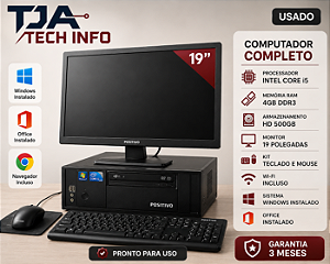 Computador Completo Intel Core i5 4GB RAM HD 500GBMonitor 19” Kit Teclado e Mouse