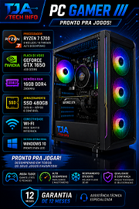 PC Gamer Ryzen 7 5700 16GB RAM SSD 480GB GTX 1650 4GB DDR6 Wi-Fi Windows 10 – Pronto pra Jogos