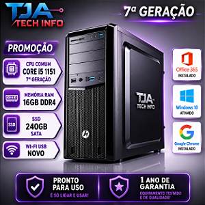 Computador Core i5 7ª Geração 16GB DDR4 SSD 480GB Wi-Fi Windows 10 Pro