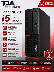 PC Lenovo ThinkCentre M710s Intel Core i5 6ª Geração 16GB DDR4 SSD 480GB Wi-Fi Office