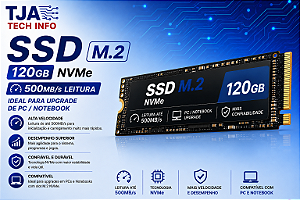 SSD M.2 NVMe 120GB Interno | Leitura até 500MB/s | Upgrade PC e Notebook