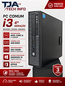 PC Intel Core i3 4ª Geração 4GB RAM SSD 120GB Windows 10 Office Pronto Uso