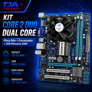 Kit Core 2 Duo / Dual Core 2GB DDR3 ou DDR2 Socket 775 ou AMD Semi Novo Garantia maquineiro