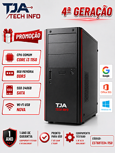 CPU Intel Core i3 4ª Geração 8GB DDR3 SSD 240GB Wi-Fi Socket 1150 Nova