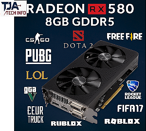 Placa de Vídeo RX 550 8GB GDDR5 | HDMI + DVI + VGA | Roda Fortnite, GTA V, CS:GO e Muito Mais! 🎮