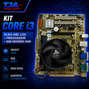 Kit Core i3 8GB DDR3 Placa Mãe 1155 Cooler Semi Novo 💻