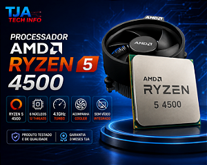 Processador AMD Ryzen 5 4500 AM4 6 Núcleos 12 Threads 4.1GHz Turbo com Cooler