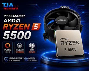 Processador AMD Ryzen 5 5500 AM4 6 Núcleos 12 Threads até 4.2GHz com Cooler
