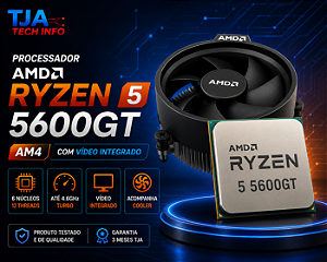 Processador AMD Ryzen 5 5600GT AM4 6 Núcleos 12 Threads até 4.6GHz com Vídeo Integrado e Cooler