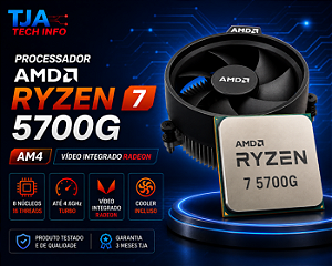 Processador AMD Ryzen 7 5700G AM4 8 Núcleos 16 Threads até 4.6GHz com Vídeo Integrado e Cooler