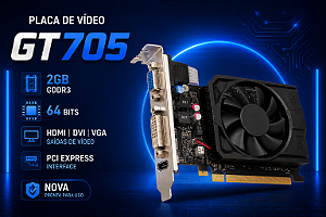 Placa de Vídeo GT 705 2GB GDDR3 64 Bits PCI Express – HDMI DVI VGA