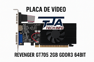Placa de Vídeo Revenger GT705 2GB GDDR3 64 Bits HDMI DVI VGA PCI Express – Nova
