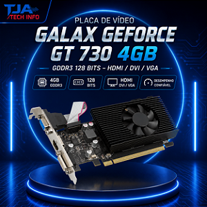 Placa de Vídeo Galax GeForce GT 730 4GB GDDR3 128 Bits – HDMI / DVI / VGA