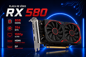 Placa de Vídeo Radeon RX 580 8GB GDDR6 256 Bits – 1080p Ultra – HDMI DisplayPort