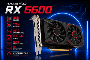 Placa de Vídeo Radeon RX 6600 8GB GDDR6 128 Bits – Alto Desempenho Full HD