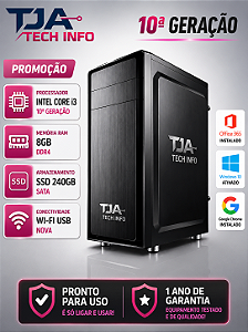 Computador Intel Core i3 10ª Geração 8GB DDR4 SSD 240GB Wi-Fi USB Windows 10