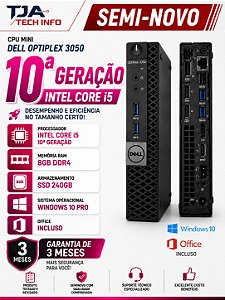 Mini PC Dell OptiPlex 3080 Micro Core i5 10ª Geração 8GB SSD 256GB Windows 11 Pro