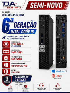 Mini PC Dell OptiPlex 3040 Micro Core i5 6ª Geração 16GB DDR3 SSD 240GB Windows 10 Pro