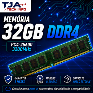Memória DDR4 32GB 3200MHz PC4-25600 Desktop Computador