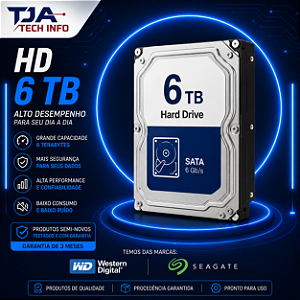 HD Interno 6TB SATA 3.5" para Desktop, Servidor e DVR