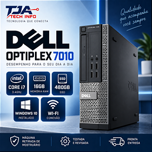 PC Dell OptiPlex 7010 Core i7 3.4GHz 16GB SSD 480GB Windows 10 Wi-Fi