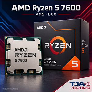 Processador AMD Ryzen 5 7600 AM5 BOX 6 Núcleos 12 Threads com Cooler