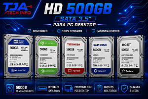 HD 500GB 3.5" para PC | Semi Novo | 100% Testado | Garantia 3 Meses