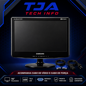 Monitor 16” Wide LCD Semi Novo | VGA + Energia | Testado e Garantido