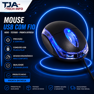 Mouse USB com Fio Óptico Plug and Play para PC e Notebook