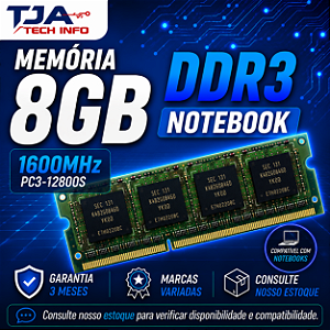 Memória Notebook DDR3 8GB 1600MHz PC3-12800S SO-DIMM