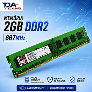 Memória 2GB DDR2 667MHz PC2-5300 Desktop Computador Compatível Intel e AMD