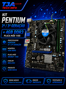 Kit Pentium 2ª/3ª Geração Placa Mãe 1155 4GB DDR3 + Cooler | Semi Novo