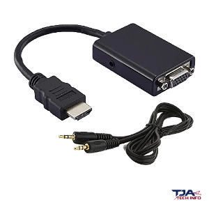 Adaptador HDMI para VGA com Áudio P2 1080p