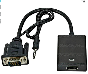 Adaptador Convesor Vga Para Hdmi Com Áudio E Vídeo Full Hd