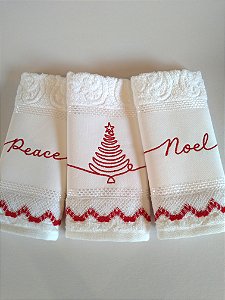 Kit trio toalhas de lavabo Natal