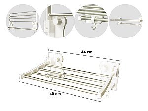 Suporte toalheiro duplo tipo hotel recolhível com ventosa 40cm