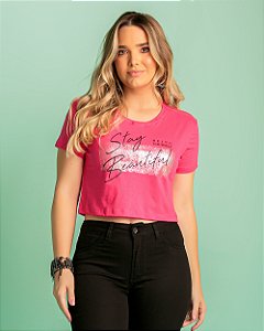Cropped estampada 100% algodão