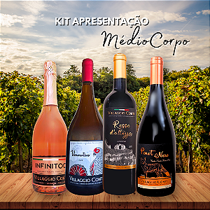 KIT APRESENTAÇÃO MÉDIO CORPO - 4un.Vinhos VILLAGGIO CONTI