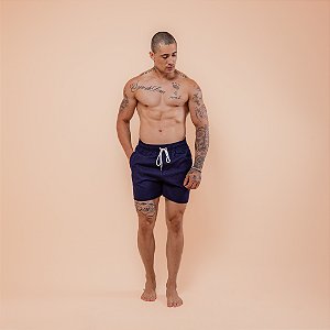 Short Masculino de Linho Azul Marinho