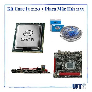 Kit Core I3 2120 + Placa Mãe H61 1155 + Cooler 