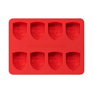Emblema Porsche em forma de cubo de gelo.