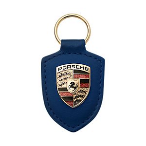 Chaveiro Couro , Escudo Porsche ( Blue )