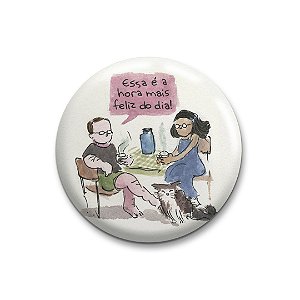 Essa é a hora mais feliz do dia - Botton oficial Téo E O Mini Mundo - 4,5 cm