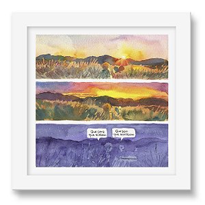 Quadro - Que Pena Que Acabou - Tirinha Téo E O Mini Mundo - 15x15 Cm - Moldura Branca