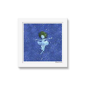 Mergulho no vazio - Tirinha Téo & O Mini Mundo - 15x15 cm - Moldura branca