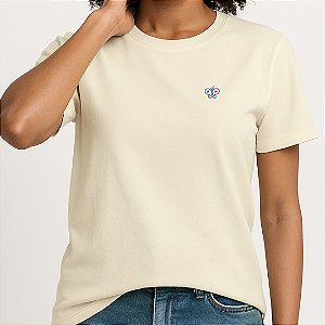Camiseta Bordada Oficial Téo & O Mini Mundo - Off White